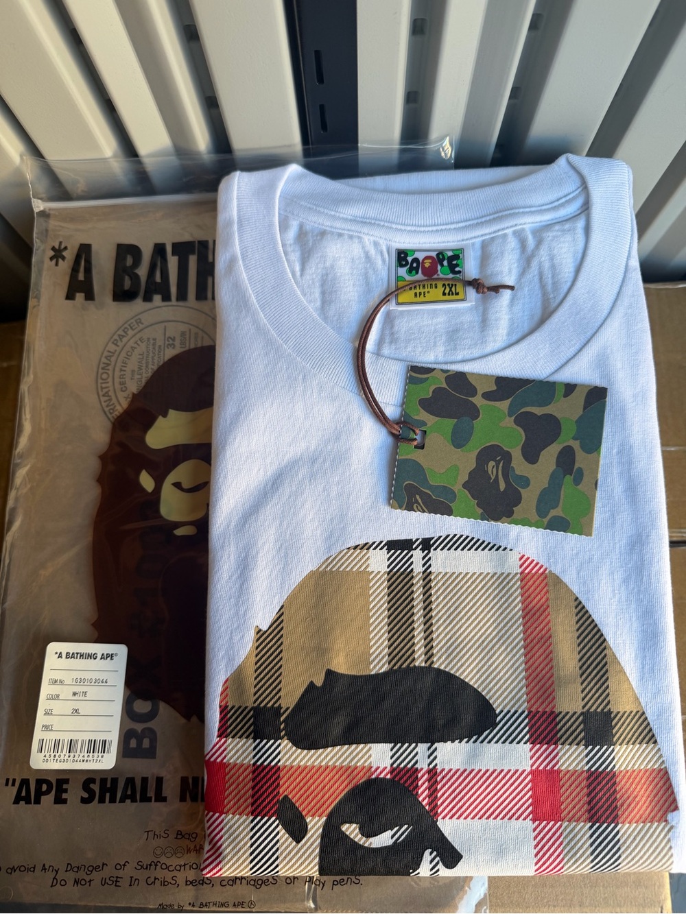 Bape a bathing ape check tee 2XL